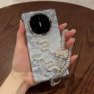 原奘鑲鉆蛇紋k適用華為mateX5折疊屏手機殼MateX3鏈條皮質(zhì)Matex6高級 7_蛇年蛇皮紋藍+立體鉆蛇+手鏈 華為 Mate X5 典藏版