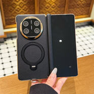 浪翔 適用華為MateX3X5X6/典藏版雙中軸電鍍素皮Magsafe磁吸支架鏡頭全包磨砂防摔保護套 曜石黑 華為MateX3/X3典藏版通用【彩歐系列】