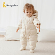 童泰（TONGTAI）嬰兒羽絨服連體衣秋冬男女寶寶連帽哈衣兒童外出三防鴨絨爬服 暖黃色 90 碼(建議18-24月身高80-92cm)