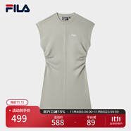 FILA 斐樂官方女裝針織連衣裙2025夏季新款時尚休閑無袖收腰裙子 綠卡其色-DK L 170/88A/L
