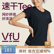 VFU運動(dòng)T恤短袖女速干衣網(wǎng)紗透氣健身服訓練瑜伽服 黑色 S碼
