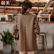 晨芙夾棉加厚西裝外套女秋冬時(shí)尚氣質(zhì)開(kāi)叉休閑流行女士小個(gè)子西服上衣 (常規)650咖啡色外套 M 建議101-110斤