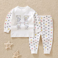 哈咪奇寶寶秋衣秋褲套裝春秋男女兒童睡衣純棉無(wú)骨嬰幼兒內衣分體 7804純棉無(wú)骨寶藍色 140 140cm無(wú)肩扣閉襠