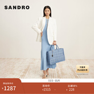 SANDRO春夏女裝法式氣質(zhì)優(yōu)雅天藍(lán)色經(jīng)典雙口袋針織連衣裙 40/天藍(lán)色 S