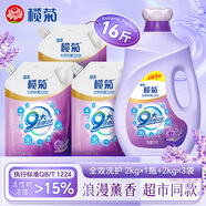 欖菊康滌全效洗護洗衣液8kg（2kg*1瓶+2kg*3袋）薰衣草香除菌