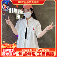 美職棒（MLB）韓國MLB短袖正品23春季新款牛仔愛(ài)心小標百搭襯衫女款半袖潮 奶油白 秒發(fā) XS