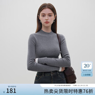 范思藍恩23FS14518毛針織打底衫女秋冬新款基礎內搭毛衣 高級灰 XS