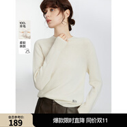 ELLE【100%綿羊毛】高領(lǐng)毛衣女2025秋冬新款打底保暖內搭羊毛針織衫 米白（半高領(lǐng)升級版） S