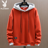 花花公子衛衣男士秋冬季加絨厚寬松長(cháng)袖T恤春裝情侶休閑外套打底衫上衣服t 04暖橘色【款】 常規 S