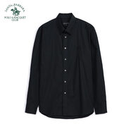 圣大保羅（POLO&RACQUET CLUB）春夏季男士商務(wù)休閑寬松純色長(cháng)袖襯衫百搭上班襯衣上裝男 黑色Z9 2XL 43 185/100B