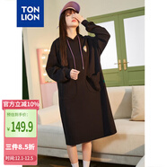 唐獅（TonLion）2023【迪士尼愛(ài)麗絲聯(lián)名】黑色連衣裙女連帽長(cháng)款衛衣裙 黑色 M 