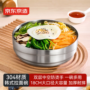 京東京造304不銹鋼碗 大湯碗雙層隔熱餐具面碗18CM拉面碗沙拉碗