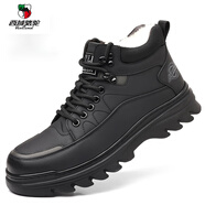 西域駱駝（VANCAMEL）品牌男士棉鞋男2025冬季新款加棉保暖真皮戶(hù)外棉皮鞋馬丁靴男款 JD6723黑色加棉 47.5 (345mm) 38