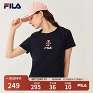 FILA 斐樂(lè )女裝官方女士短袖T恤夏季休閑運動(dòng)內搭t恤運動(dòng)上衣 傳奇藍-F51W328152FNV M （165/84A/M）