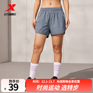 特步短褲女夏季新款韻動(dòng)樂(lè )章透氣舒適潮流運動(dòng)褲跑步休閑褲子女 海巖灰 M