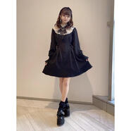 地蕾系日系清楚系病嬌風(fēng)甜酷原宿風(fēng)高腰量產(chǎn)型顯瘦長(cháng)袖連衣裙 黑色黑色 S