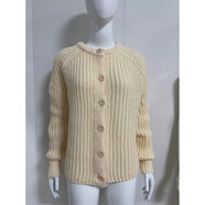 2025秋冬新款跨境針織衫歐美寬松慵懶風(fēng)純色長(cháng)袖開(kāi)衫毛衣女 米杏 S