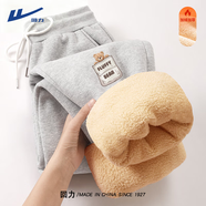 回力加絨褲子女2025新款秋冬加厚羊羔絨棉褲休閑褲中學(xué)生大碼運動(dòng)衛褲