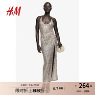 H&M女裝連衣裙亮片禮服吊帶v領(lǐng)露背無(wú)袖長(cháng)裙party小禮裙1264629 金色 S 160/88