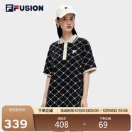 FILA FUSION斐樂(lè )官方潮牌女子連衣裙夏時(shí)尚寬松POLO領(lǐng)連身裙