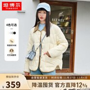 坦博爾羽絨服女短款翻領(lǐng)韓版寬松女士燈芯絨外套TD236266 黃油蜜 160 