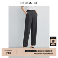 迪賽尼斯（DESIGNICE）2025年夏季新款通勤寬松煙管九分西褲百搭高腰休閑褲女 煙灰 M