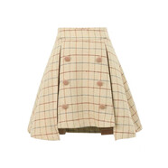 森女系列chic半身裙秋春2021新款女雪紡裙子格子高腰a字裙女 半身裙 3527 M