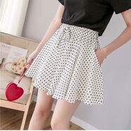 何佳功雪紡短裙拉鏈開(kāi)襠褲戶(hù)外鏤空直摸入野外約會(huì )免穿脫心機方便褲高腰 白色_小波點(diǎn) S _75-89斤