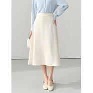 伯德小姐Miss Berde正式襯衫套裝女士夏季迷你職業(yè)裝雪紡上衣考試面試短裙 米白色半身裙常規版 S 適合90-100斤可穿