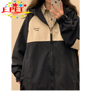 EPET工裝外套女春秋韓版休閑寬松BF2025秋季新款潮日常百搭森系風衣學 藏青色【雙層外套】 S 【建議100斤內】