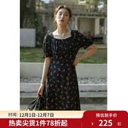 獨束大碼女裝抽繩設計碎花連衣裙女夏季新款胖mm法式茶歇裙 短款 2XL