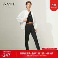 AMII女裝2025冬季新款棒球服棉衣女寬松繡花面包服黑色外套加 米白 XL 170/92A