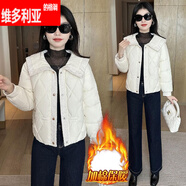 維多利亞的格調(diào)加棉加厚小香風(fēng)絨棉服女2025年冬季新款時(shí)尚洋氣娃娃領(lǐng)棉衣外套 白色【手塞棉加厚】 3XL 【建議145斤-160斤】