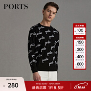 PORTS寶姿男裝明星同款秋冬LOGO款保暖針織衫男士套頭毛衣 BLACK WHITE M