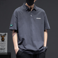 以純（YISHion）2025新款春秋季男裝高端POLO衫男士長(cháng)袖重磅衛衣簡(jiǎn)約休閑潮牌上衣 W-327深灰 2XL 140斤-155斤