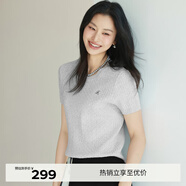 伊芙麗（eifini）蔣欣代言【夏季薄款全新升級】高智麻花毛衣短袖針織衫女 灰色 短袖圓領(lǐng)現貨 M 105-115斤