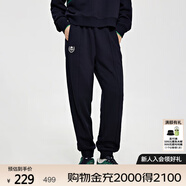 卡帕（Kappa）針織休閑褲女拉絨復古運動(dòng)褲黑色長(cháng)褲小腳衛褲K0D82AK07