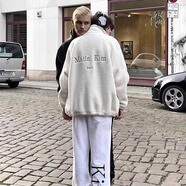 GOODBASKET韓國matin kim搖粒絨外套迪麗熱巴同款羊羔絨寬松情侶厚實(shí)上衣冬 白色 S