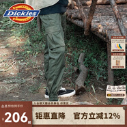 dickies休閑褲 男女同款新復古回潮印花多口袋束口工裝褲百搭8 軍綠色 32