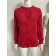 2025秋冬新款跨境針織衫歐美寬松慵懶風(fēng)純色長(cháng)袖開(kāi)衫毛衣女 紅色 M