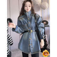 加絨襯衫女冬季加厚保暖時(shí)尚洋氣巨好看的加絨牛仔襯衫女冬季2025 藍色加絨加厚 送腰帶 L 建議110-120斤