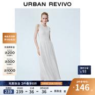 UR2025秋季新款女裝拼接設計修身小黑裙無袖連衣裙UWM750087 本白 XL