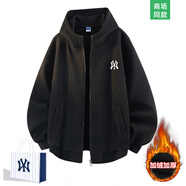 MY奧特萊斯春秋冬連帽開(kāi)衫衛衣加絨加厚外套男女2025新款休閑帽衫 黑色 -5502【加絨加厚】 2XL 150-170斤