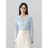 伯德小姐Miss Berde正式襯衫套裝女士夏季迷你職業(yè)裝雪紡上衣考試面試短裙 藍色長(cháng)袖襯衫 S 適合90-100斤可穿