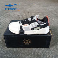 鴻星爾克板鞋男防滑耐磨運動(dòng)鞋男士舒適跑鞋皮面秋季透氣休閑滑板鞋男跑鞋 橡芽白/深墨紫 41