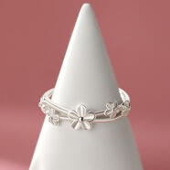 琦汪嵋999純銀戒指女滕條花朵設計森系甜美尾戒氣質(zhì)時(shí)尚足銀活口食指戒 純銀滕條花朵戒指【一枚】