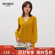 深呼吸DEEP BREATH女裝V領(lǐng)泡泡袖純羊毛針織開(kāi)衫外套A400486 姜黃 S (2碼)