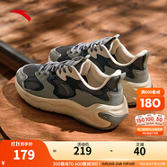 安踏老爹鞋運(yùn)動(dòng)休閑鞋男秋冬季新款皮網(wǎng)面透氣增高軟底復(fù)古跑步鞋子男 引力【皮網(wǎng)拼接】白堊色/灰色-3 40 (250mm)