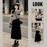 一套韓式秋冬御用姐妹毛衣配高檔女裝及女裝兩件套 單半身裙子【日常微胖舒適面料夏季女裝女超火大方得體 S