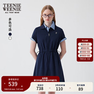 Teenie Weenie小熊白色連衣裙25夏季新款氣質(zhì)短袖外套風(fēng)衣休閑裙子 藏青色 S